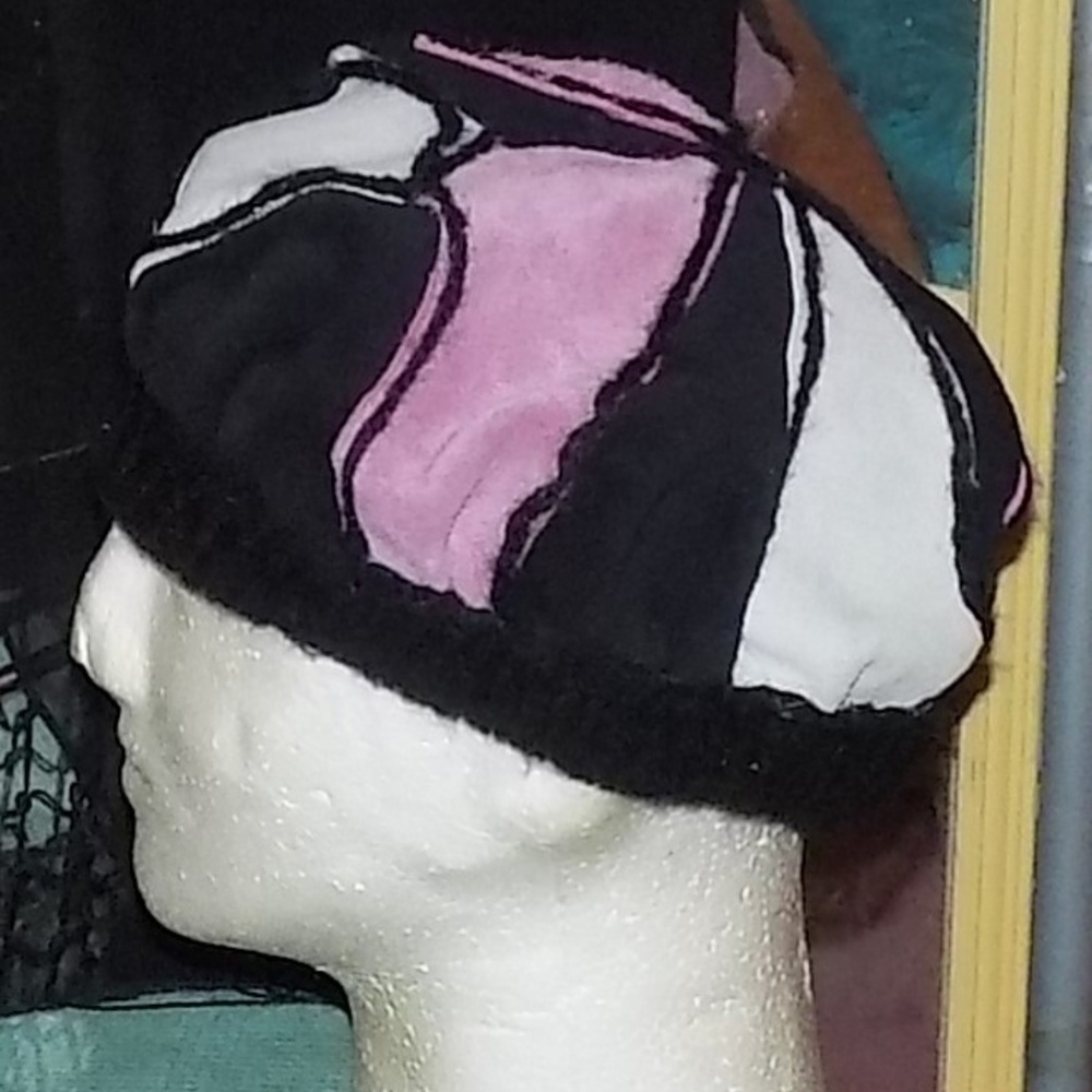 Leather Cap -„ just-pieces“ - reversible w. pink